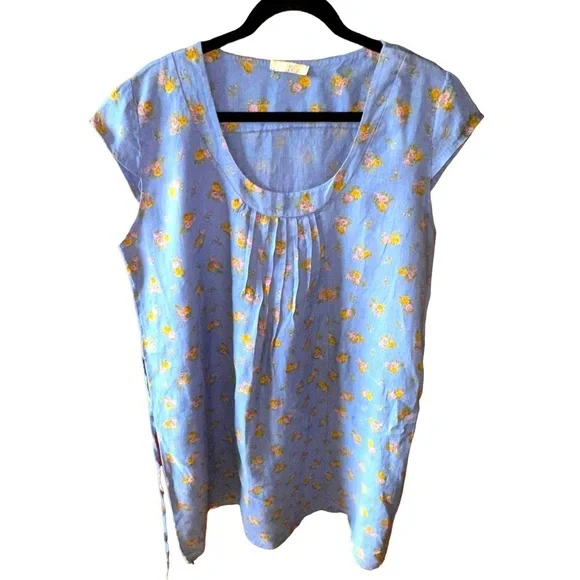 XXL Italian linen floral dress, bought in Aux France NWOT . Gorgeous periwinkle - Picture 3 of 9